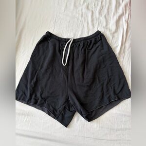 Black Drawstring Cotton Shorts